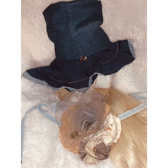 Custom Jean Embroidered Reversible Denim Floppy Top Hat Medium - Picture 2 of 14